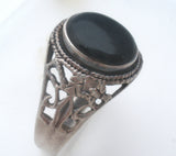 Black Onyx Sterling Silver Ring Size 13 - The Jewelry Lady's Store