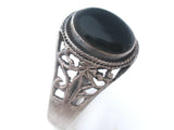 Black Onyx Sterling Silver Ring Size 13 - The Jewelry Lady's Store
