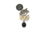 Black Onyx & Pearl Vermeil Lavalier Necklace Set Vintage - The Jewelry Lady's Store