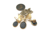 Black Onyx & Pearl Vermeil Lavalier Necklace Set Vintage - The Jewelry Lady's Store