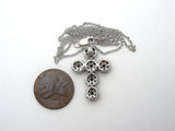 Black Spinel Cross Pendant Necklace Sterling Silver 16"