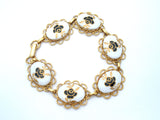 Black & Gold Enamel Rose Bracelet Vintage - The Jewelry Lady's Store