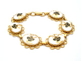 Black & Gold Enamel Rose Bracelet Vintage - The Jewelry Lady's Store