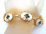 Black & Gold Enamel Rose Bracelet Vintage - The Jewelry Lady's Store