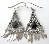 Black Onyx Chandelier Earrings Sterling Silver - The Jewelry Lady's Store