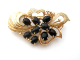 Black Onyx Vermeil Brooch Pin Vintage