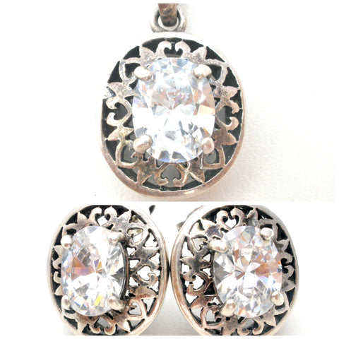 Cubic Zirconia Jewelry Set CZ Set Sterling Silver