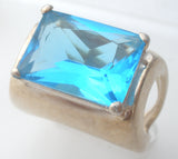 Blue Cubic Zirconia Ring Sterling Silver Size 7 - The Jewelry Lady's Store
