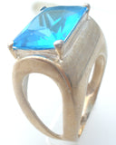 Blue Cubic Zirconia Ring Sterling Silver Size 7 - The Jewelry Lady's Store