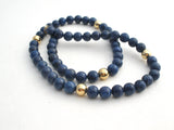 Lapis Lazuli Bead Necklace 925 Gold Plated 18.5" Long - The Jewelry Lady's Store