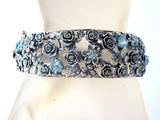 Blue Topaz Rose Flower Bangle Bracelet OR PAZ