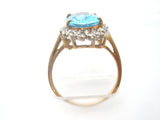 Blue Topaz & Diamond Halo Ring 10K Gold Size 8.25 - The Jewelry Lady's Store