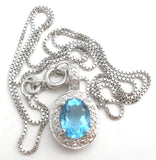 Blue Topaz & Diamond Necklace 925 - The Jewelry Lady's Store
