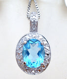 Blue Topaz & Diamond Necklace 925 - The Jewelry Lady's Store