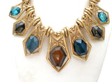 Blue & Brown Rhinestone Statement Necklace - The Jewelry Lady's Store