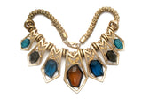 Blue & Brown Rhinestone Statement Necklace - The Jewelry Lady's Store