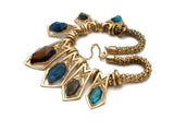 Blue & Brown Rhinestone Statement Necklace - The Jewelry Lady's Store