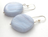 Blue Lace Agate Dangle Earrings Sterling Silver - The Jewelry Lady's Store