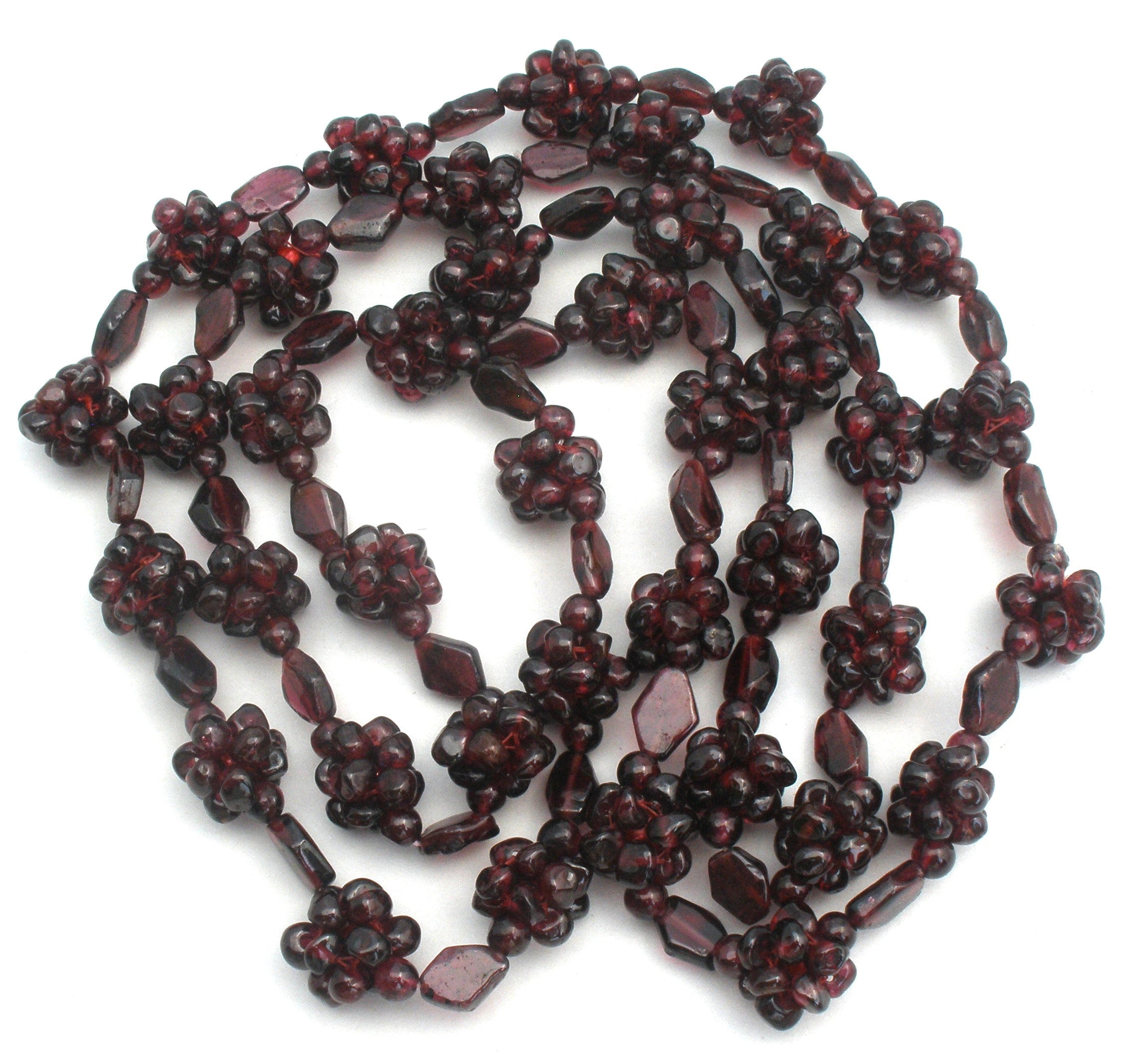 Vintage GARNET Necklace 26” Natural Bohemian Beaded Handwoven Overhead |  eBay