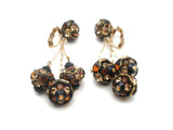 Brown Crystal Rondelle Dangle Earrings Vintage - The Jewelry Lady's Store
