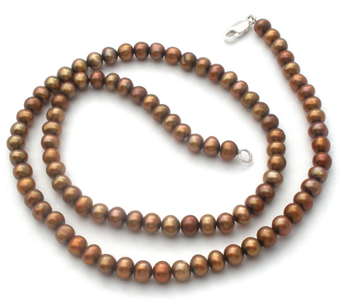 Brown Pearl Necklace 18" Sterling Clasp