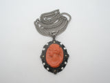 Cameo Pendant Necklace Sterling Silver 18"