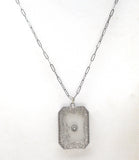 Camphor Glass Diamond Necklace Sterling Silver Art Deco - The Jewelry Lady's Store