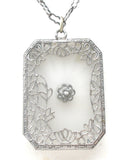 Camphor Glass Diamond Necklace Sterling Silver Art Deco - The Jewelry Lady's Store