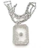 Camphor Glass Diamond Necklace Sterling Silver Art Deco - The Jewelry Lady's Store