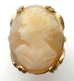 Carved Shell Cameo Ring Adjustable Size - The Jewelry Lady's Store