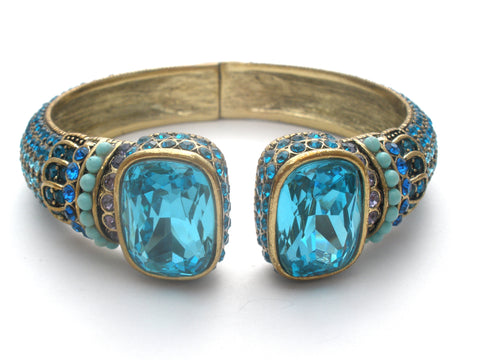 Heidi Daus Blue Crystal Clamper Bangle Bracelet