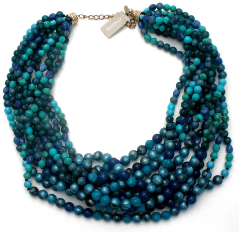 Chico's Multi Strand Blue Lucite Bead Necklace