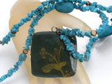 Chico's Turquoise Bead Enamel Pendant Necklace - The Jewelry Lady's Store