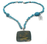 Chico's Turquoise Bead Enamel Pendant Necklace - The Jewelry Lady's Store