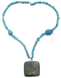 Chico's Turquoise Bead Enamel Pendant Necklace - The Jewelry Lady's Store