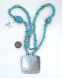 Chico's Turquoise Bead Enamel Pendant Necklace - The Jewelry Lady's Store