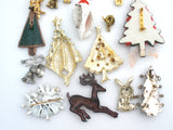 Christmas Tree & Santa Brooch Pin Lot Vintage - The Jewelry Lady's Store