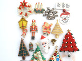 Christmas Tree & Santa Brooch Pin Lot Vintage - The Jewelry Lady's Store