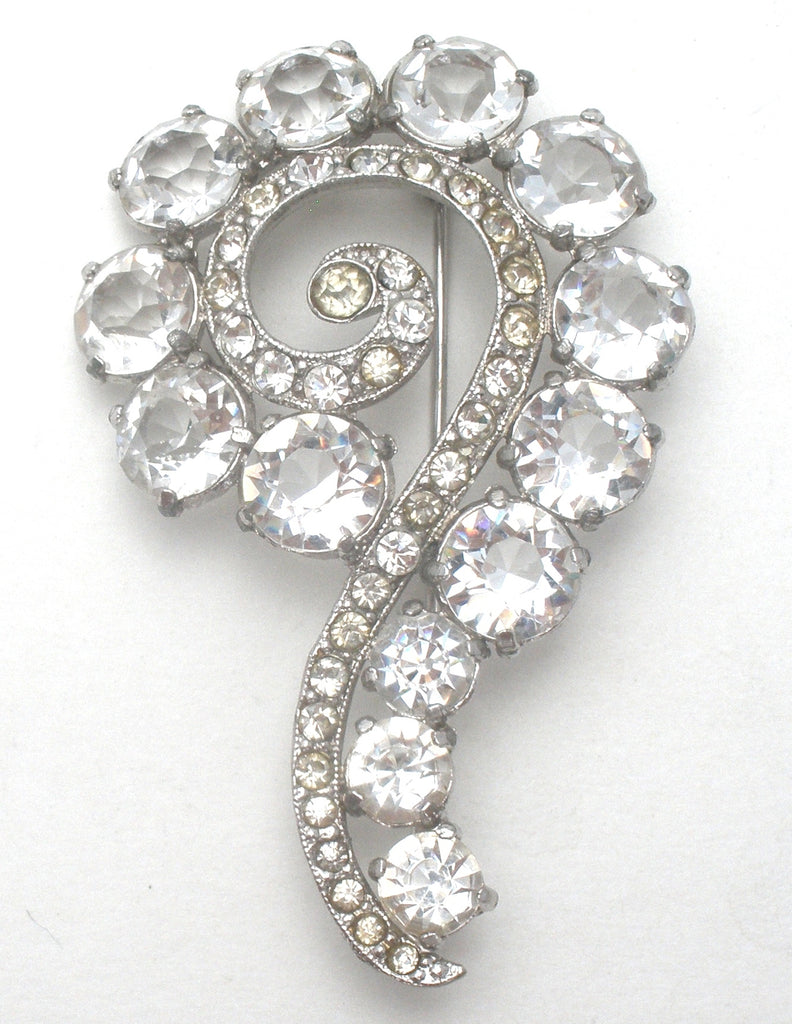 Clear Rhinestone Question Mark Brooch Pin Vintage - The Jewelry Lady's Store