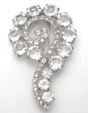 Clear Rhinestone Question Mark Brooch Pin Vintage - The Jewelry Lady's Store