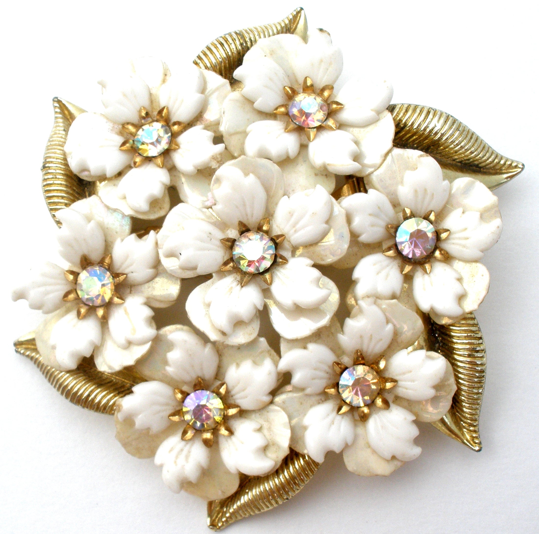 Coro White Flower Rhinestone Brooch Pin Vintage – The Jewelry Lady's Store