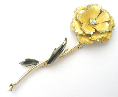 Coro Yellow Enamel Flower Brooch Pin Vintage