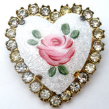 Coro Heart Rose Enamel Heart Brooch Pin Vintage - The Jewelry Lady's Store