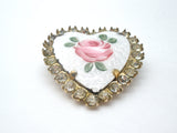 Coro Heart Rose Enamel Heart Brooch Pin Vintage - The Jewelry Lady's Store