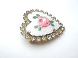 Coro Heart Rose Enamel Heart Brooch Pin Vintage - The Jewelry Lady's Store
