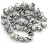 Dark Blue & White Howlite Bead Necklace 22" - The Jewelry Lady's Store