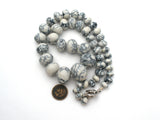 Dark Blue & White Howlite Bead Necklace 22" - The Jewelry Lady's Store