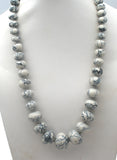 Dark Blue & White Howlite Bead Necklace 22" - The Jewelry Lady's Store