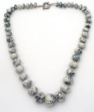 Dark Blue & White Howlite Bead Necklace 22" - The Jewelry Lady's Store