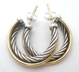 David Yurman Sterling Silver & 18K Gold Hoop Earrings